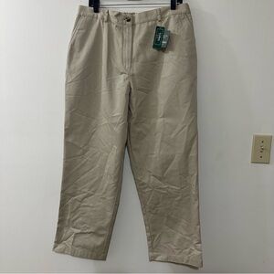 L.L. Bean Bayside Twill Original Fit Women’s Sz 18 Petite Khaki Wrinkle Free New